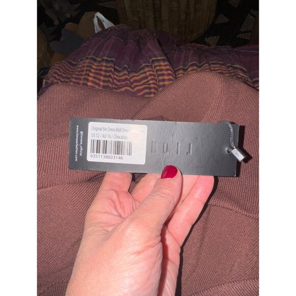 NWT Lioness Original Sin Brown XXL Bodycon Maxi Dress Draped Neckline Party Sexy - Picture 11 of 12